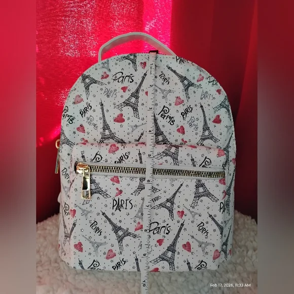 VEGAN LEATHER PARIS DESIGN MINI BACKPACK - Picture 7 of 11
